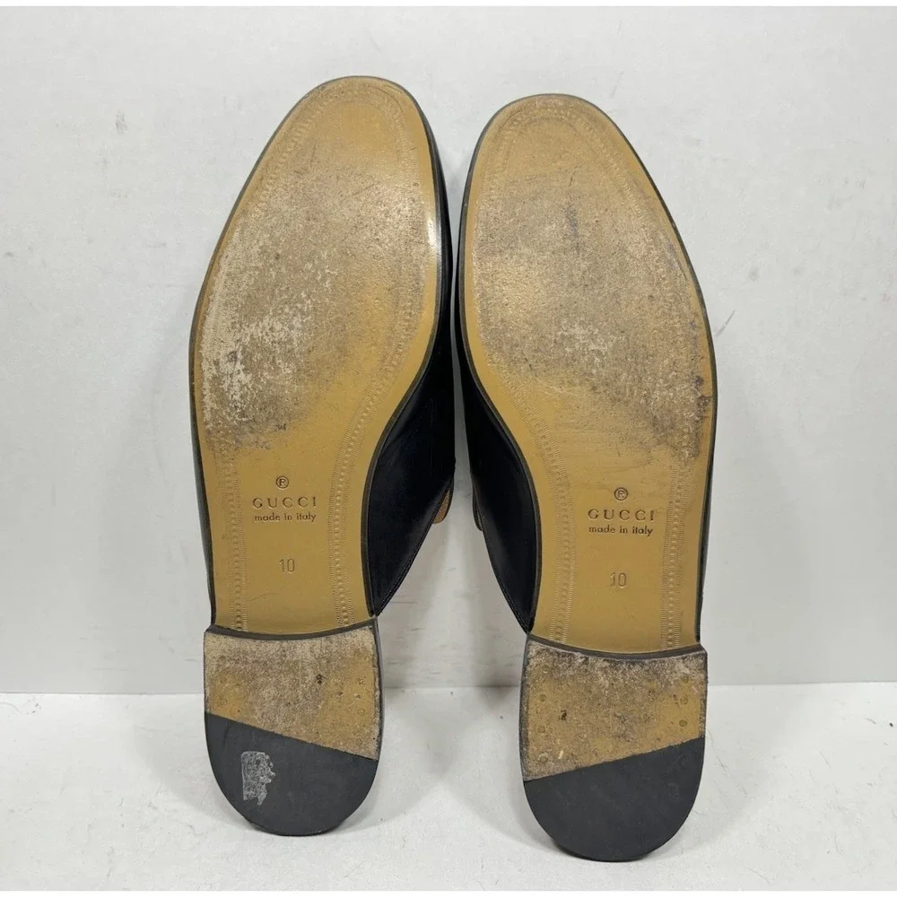 Gucci Black Leather Princetown Mule Slides 426219 Men's Size 10.5 US Slip On